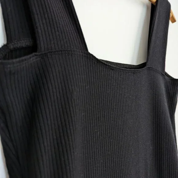 Reformation Black Ribbed Knit Mini Dress Stretchy size S - Picture 8 of 9